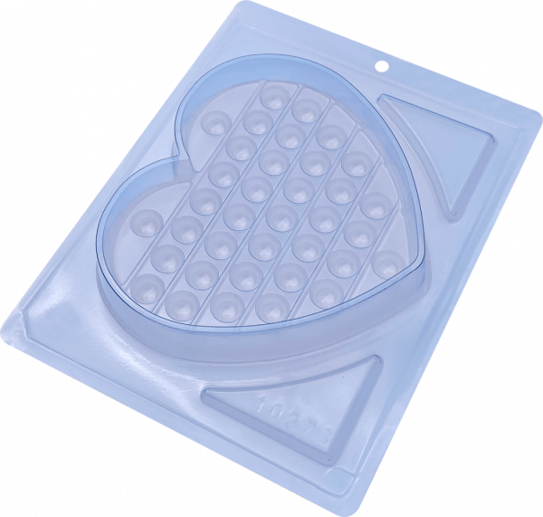 Forma de Silicone 3 Partes Pop It Coração.