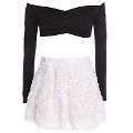 Blusa Manga Longa Ombro E Mini-saia Plissada Terno #03262628