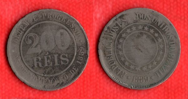 V045-6 - 200 Réis 1889 - Tiragem 4.829,000