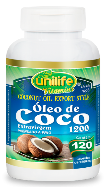 Óleo de Coco Unilife 120 cápsulas 1200 mg