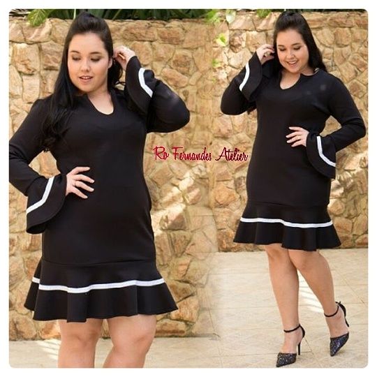 Vestido preto em neoprene
