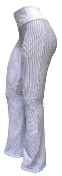 calça branca (P-M-G) modelos flare ou reto, jacquard piquet colmeia