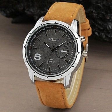 relógio pulseira de couro resistente dos homens água militar #01555124