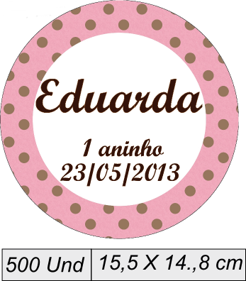 500 ADESIVOS / Redondos ou Retangular 15,5 X 14.,8 cm