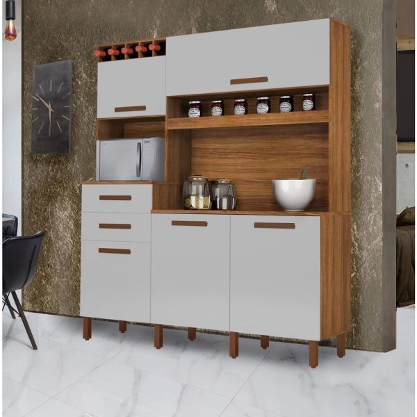Kit Cozinha Franca 5P2G Freijo.Branco Arte Moveis