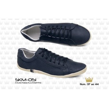 SAPATENIS OSKLEN COURO NAPA AZUL MARINHO  Cód. do produto: SKM-051