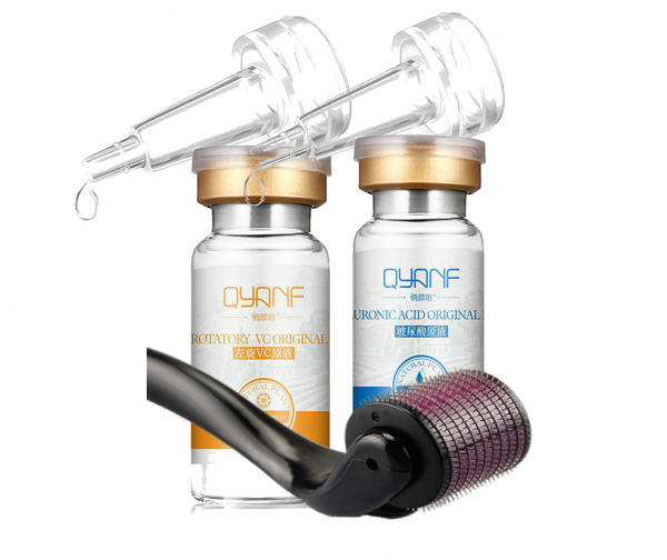 Kit Dermaroller System 0.5mm Vitamina C + Acido Hialuronico Qyanf 10ml
