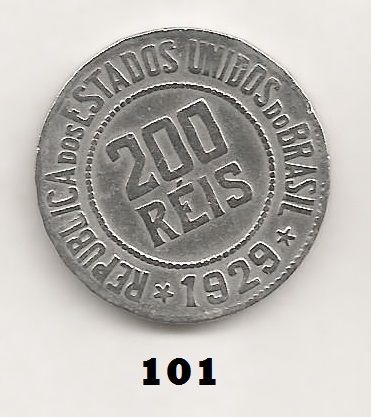 V101-3 - 200 Réis 1929 - Tiragem 2.440.000