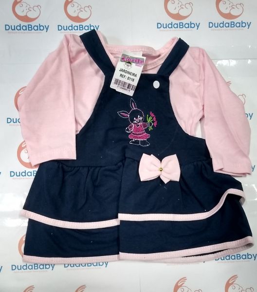 Vestido Jardineira com Camisa Manga Longa - Tam. P
