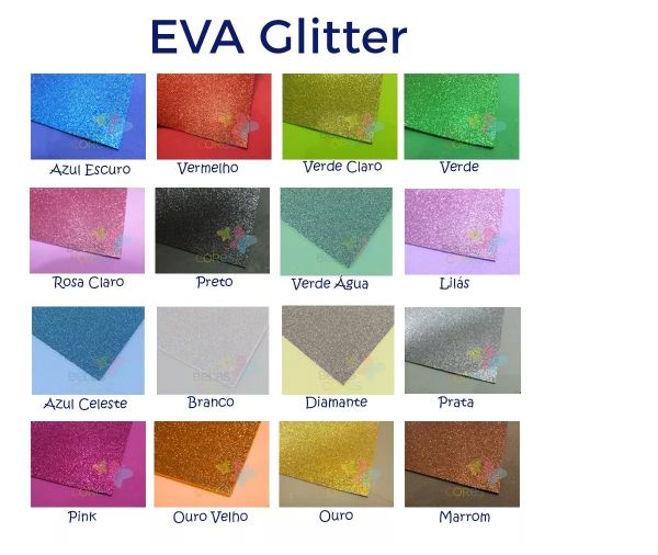 Placa Folha Eva Glitter Brilho - 60cm X 40cm