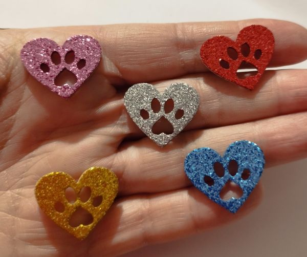 Coração Patinha Pet Cão Colorido (120 Adesivos)