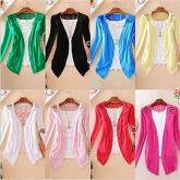 Moda feminina Cardigan Lace Sweet Candy Pure Color Magro Crochet Malha Blusa Sweater #01289343