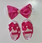 Kit Sapatinho e Tiara Poá Pink