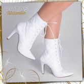 BOTA CANO CURTO TORRICELLA bico fino branca cadarço