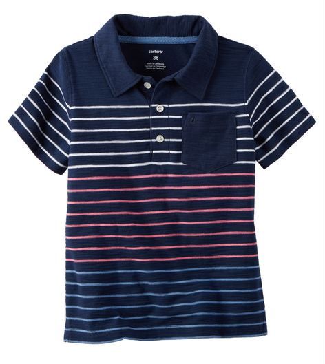 MC4C01- Camisa Polo Carter's Listrada Azul Marinho 5 (4-5anos) - Carter's