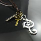 nota do vintage pingente colar de couro dos homens #02045821