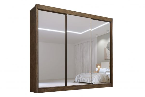 Roupeiro Dubai 3P com Espelhos Ipe com Dt Off White D Doro