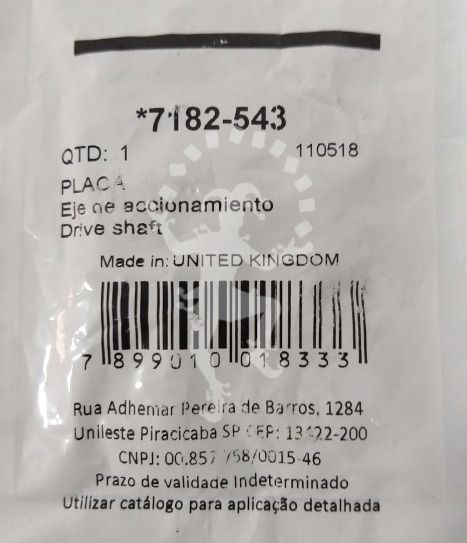 7182-543 PLACA BATENTE DE AÇO
