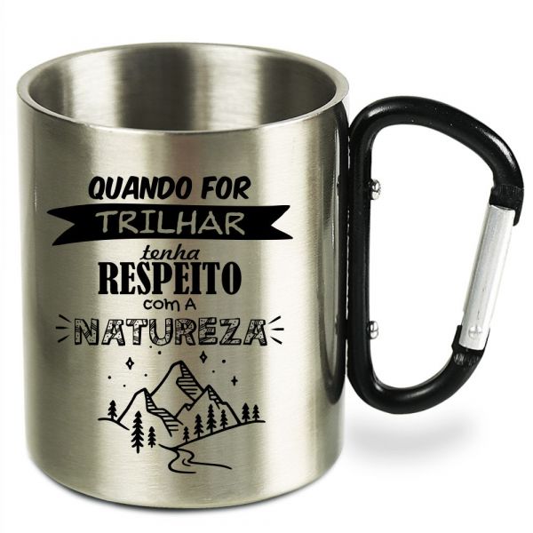 CANECA MOSQUETÃO AÇO INOX  300ML