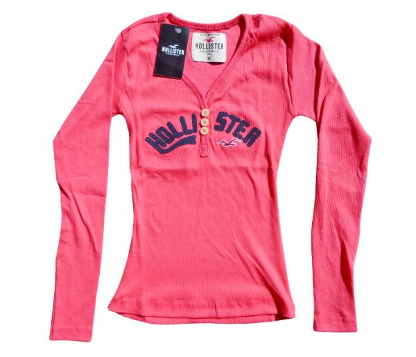 Camisa Feminina Hollister Manga Longa Salmão MOD:76803 [Réplica]