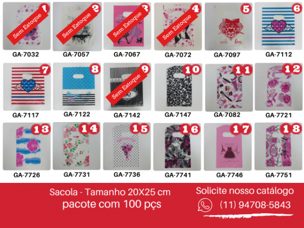 Sacola P/ presente 4- 20x25 PT C/ 100 pçs