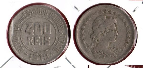 V108-6 - 400 réis 1918 - Tiragem BAIXÍSSIMA = 491.250