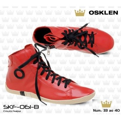 BOTA OSKLEN COURO NAPA VERMELHO  Cód. do produto: SKF-061-B