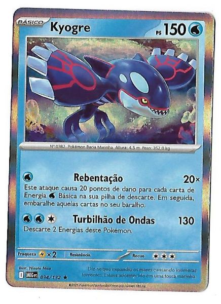 Pokemon Kyogre Holofoil Escarlate e Violeta Mega Evolução
