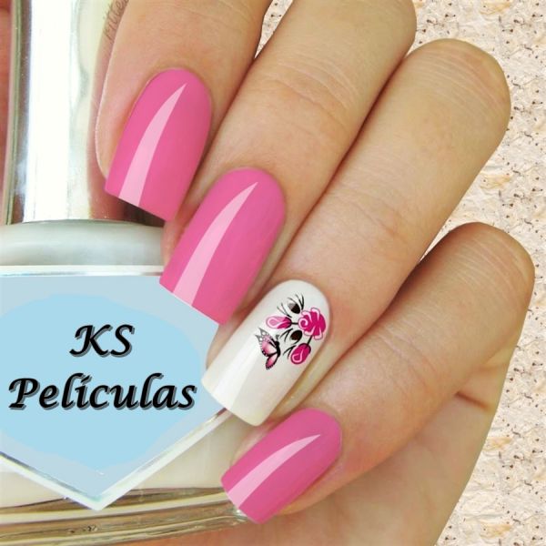 Películas de Unha Ramo de Flor com Borboleta Mini - min34