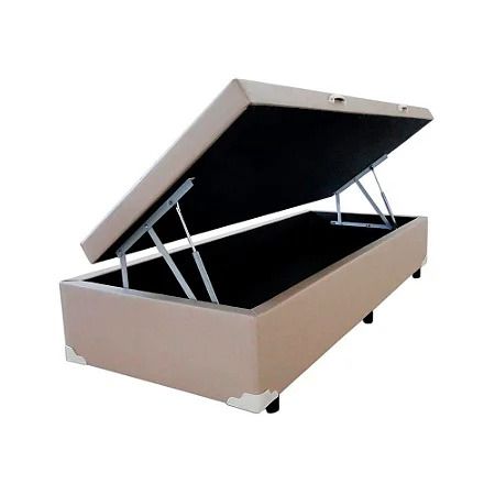Base Bau Solteiro 88x188x40 Corino Bege SR Movelaria