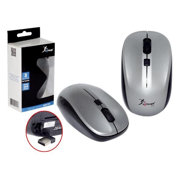 MOUSE USB OPTICO S/ FIO 2.4 GHZ G18 CINZA
