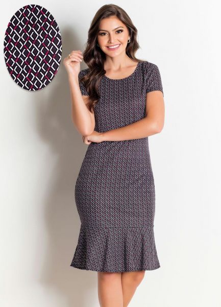Vestido Peplum Geométrico