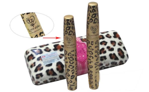 Amor Alpha duplo marca Leopard Mascara Set fibra LASHES maquiagem para cílios 2 peças
