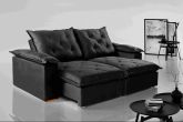 Estofado Retratil Reclinavel Leblon 230 2x90 Molas Ensacadas Veludo Inca Preto 820 Evidence
