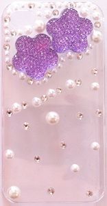 CASE CRAVEJADA PEROLAS E DIAMANTE ROXO PARA IPHONE 4 E 4S