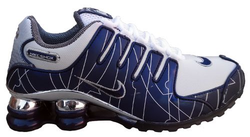 Tênis Nike Shox NZ Azul Marinho Branco e Cromado MOD:10281