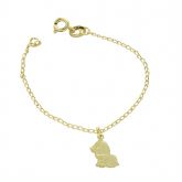 Pulseira infantil folheada a ouro 18k com pingente cachorrinho - P572