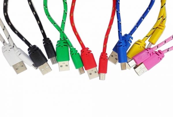Cabo de Dados USB Corda Micro USB V8 1 Metro Multe Color