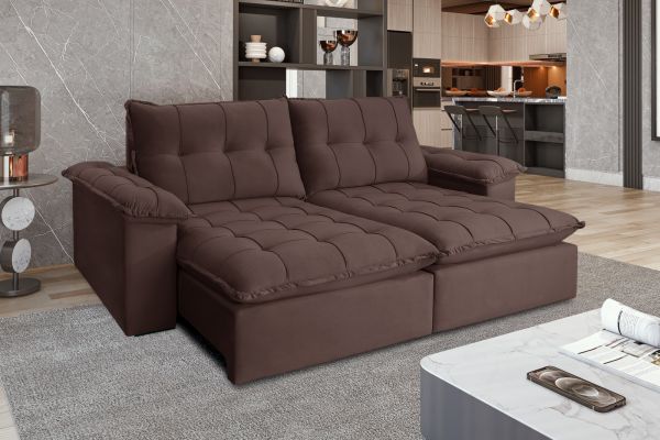 Estofado Retratil Reclinavel Iriri 230 2x90 Vel Marrom 17 Idealle