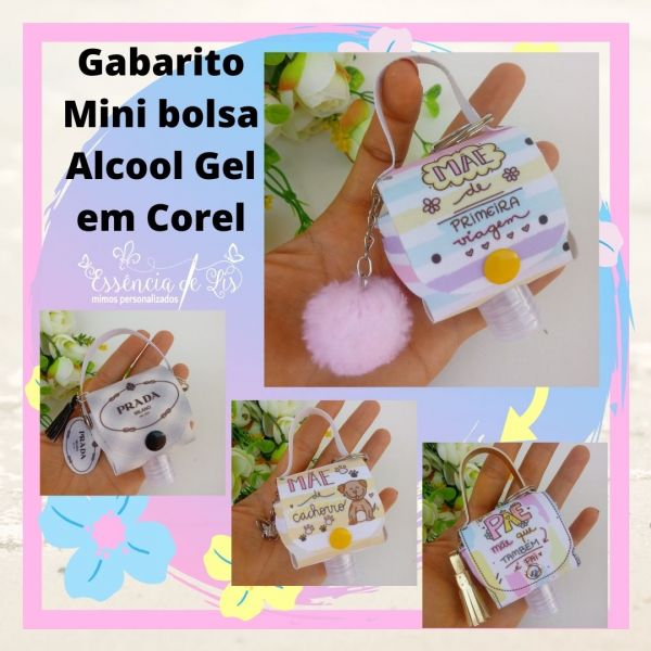 Gabarito em Corel Mini Bolsa Álcool Gel