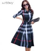 Vestido Casual Primavera Xadrez Manga Longa Vitage Loosky