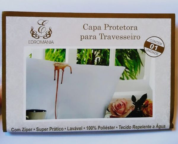 Capa Protetora Travesseir c Ziper Poliester Branco Edromania