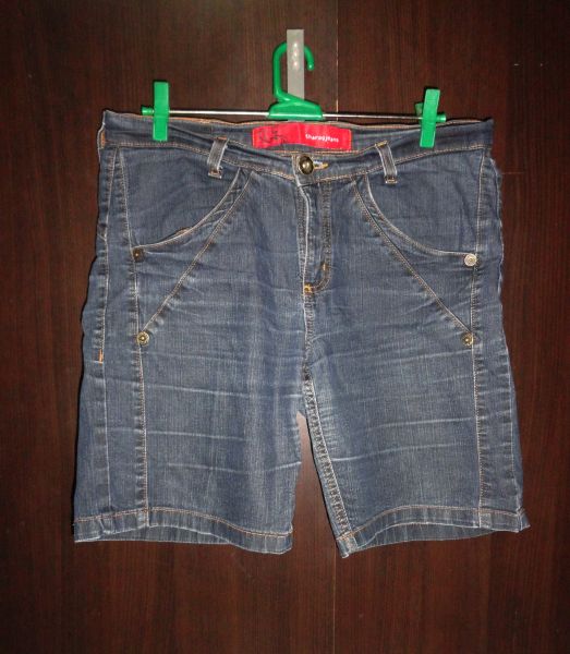 Bermuda Jeans Feminina Azul Indigo Tharog Tam. GG