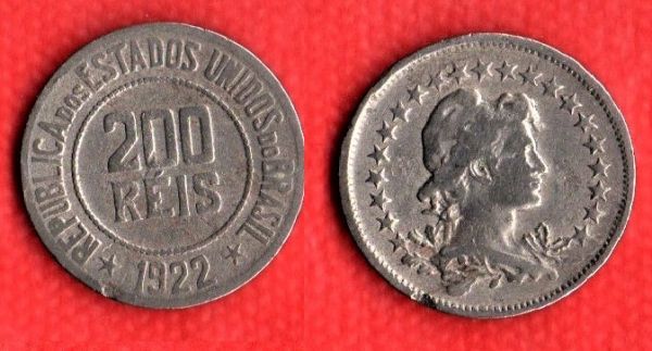 V094-1 - 200  Réis 1922 - Tiragem  Baixa 678.000