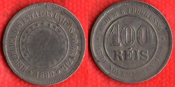 V036-5 -100 Réis 1889 - Tiragem 7.685.500
