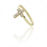 Anel de falange (ou infantil) folheado a ouro com cruz de strass - AN0636