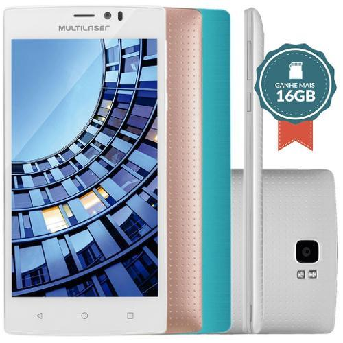 Smartphone Multilaser Ms60 Colors Dual P9006 Branco + 2 Capas E 1 Microsd 16gb