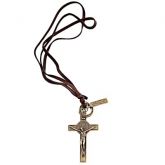 Copper Cross Jesus Pattern Unisex Leather Necklace