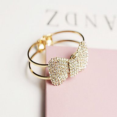 Bracelete Arco laço Dourado com Strass