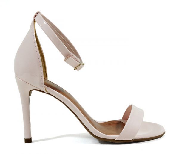 Sandália Feminina Salto Alto Fino Doma Shoes Verniz Creme